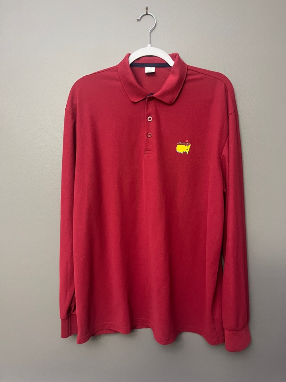 Masters Golf Long Sleeve Maroon Polo Shirt with Masters Yellow Logo - size XXL